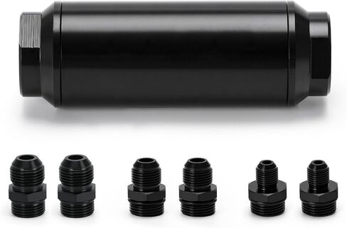 Universal 44MM Inline Fuel Filter with 2 pcs 6AN 8AN 10AN Adapter Fittings,100micron Steel Element For Fuel Petrol Gasoline Ethanol Alcohol in Saudi Arabia