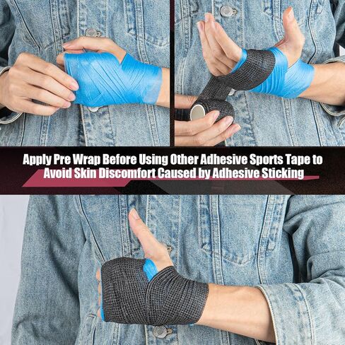 New 2025 8-Pack Randomly Colored Pre Wrap Tape, Premium Prewrap Athletic Tape for Hair Soccer, Sports Pre-Wrap Foam Underwrap Headbands in Kuwait