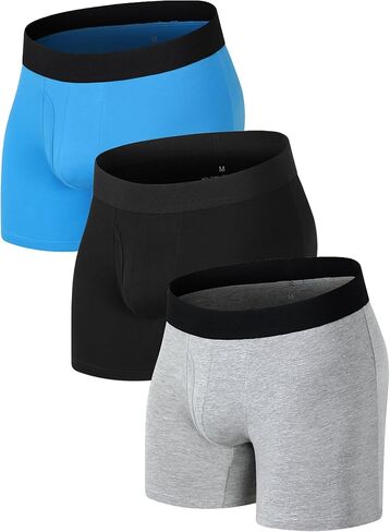 Men's Underwear Cotton Boxer Briefs Fly Underwear Comfortable for Men 3 Pack in Kuwait