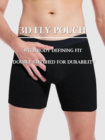 Men's Underwear Cotton Boxer Briefs Fly Underwear Comfortable for Men 3 Pack in Kuwait