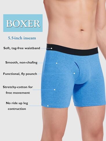 Men's Underwear Cotton Boxer Briefs Fly Underwear Comfortable for Men 3 Pack in Kuwait
