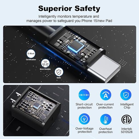 Compatible with iPhone 15 16 Charger Fast Charging,20W USB C Fast Charger Block with 10ft 60W USB C Cable Compatible with iPhone 16/16 Pro/16 Pro max/16 Plus/ 15/15 pro/15 pro max/15 Plus,Black/Red in Kuwait