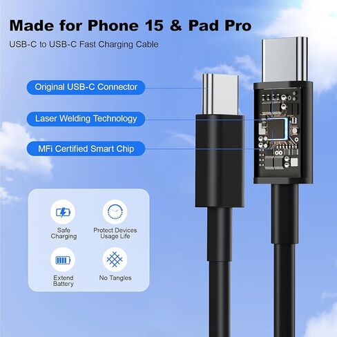 Compatible with iPhone 15 16 Charger Fast Charging,20W USB C Fast Charger Block with 10ft 60W USB C Cable Compatible with iPhone 16/16 Pro/16 Pro max/16 Plus/ 15/15 pro/15 pro max/15 Plus,Black/Red in Kuwait