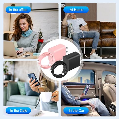 Compatible with iPhone 15 16 Charger Fast Charging,20W USB C Fast Charger Block with 10ft 60W USB C Cable Compatible with iPhone 16/16 Pro/16 Pro max/16 Plus/ 15/15 pro/15 pro max/15 Plus,Black/Red in Kuwait