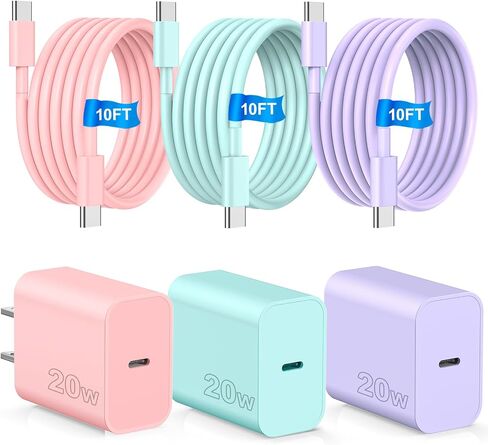 Compatible with iPhone 15 16 Charger Fast Charging,20W USB C Fast Charger Block with 10ft 60W USB C Cable Compatible with iPhone 16/16 Pro/16 Pro max/16 Plus/ 15/15 pro/15 pro max/15 Plus,Black/Red in Saudi Arabia