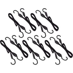 Wideskall® 2 Pieces 24" inch Flat Bungee Cords with Hooks Black in Saudi Arabia