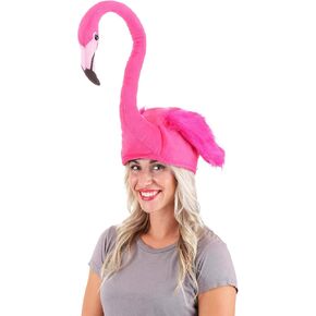 Flamingo Costume Hat - Pink Faux Fur Hat with Bendable Flamingo Neck and Hidden Pocket in Kuwait