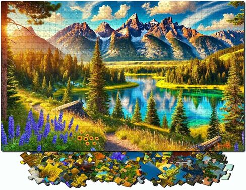 Jigsaw Puzzles for Adults 1000 Pieces - Challenging Colorful and Unique with Large Poster - Hard with Letters on Back - Rompecabezas para Adultos - Gifts for Adult, Couples, Teens (Colorful Mountains) in Kuwait