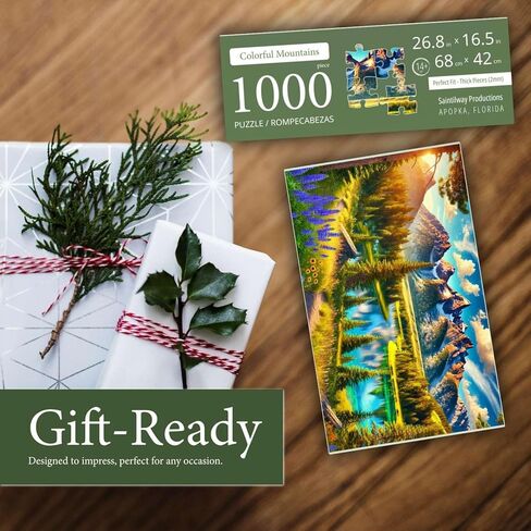 Jigsaw Puzzles for Adults 1000 Pieces - Challenging Colorful and Unique with Large Poster - Hard with Letters on Back - Rompecabezas para Adultos - Gifts for Adult, Couples, Teens (Colorful Mountains) in Kuwait