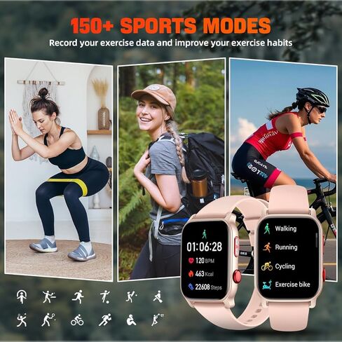 QTLLBT 9 Languages ​​Translation Watch Smart Watch Bluetooth Call (الإجابة/إجراء مكالمات) تعقب اللياقة البدنية IP68 Waterproof 100+ معدل ضربات القلب الرياضي Sleep Android iPhone Men and Women Smart Watch (Black) in Kuwait