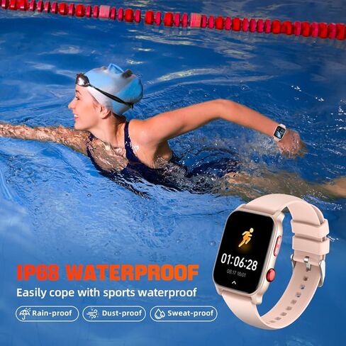 QTLLBT 9 Languages ​​Translation Watch Smart Watch Bluetooth Call (الإجابة/إجراء مكالمات) تعقب اللياقة البدنية IP68 Waterproof 100+ معدل ضربات القلب الرياضي Sleep Android iPhone Men and Women Smart Watch (Black) in Kuwait