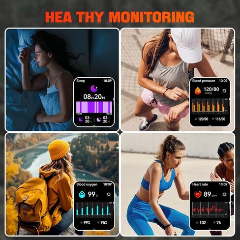 QTLLBT 9 Languages ​​Translation Watch Smart Watch Bluetooth Call (الإجابة/إجراء مكالمات) تعقب اللياقة البدنية IP68 Waterproof 100+ معدل ضربات القلب الرياضي Sleep Android iPhone Men and Women Smart Watch (Black) in Kuwait