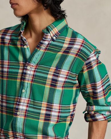 POLO RALPH LAUREN Men's Classic-Fit Plaid Brushed Flannel Shirt (Blue MU, XL) in Kuwait