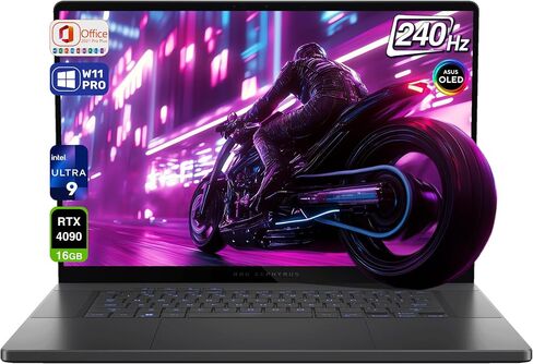 ASUS ROG Zephyrus G16 Gaming Laptop, Intel Ultra 9-185H, 32 GB LPDDR5X RAM, 4 TB PCle SSD, 16" QHD (2560x1600) 240Hz Display, Nvidia G-Force RTX 4090, Backlit Keyboard, W11 Pro, Eclipse Gray in Saudi Arabia