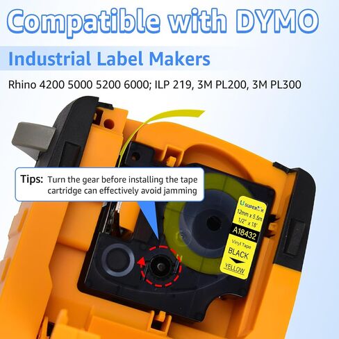 4 حزمة متوافقة مع تعبئة صانع الملصقات Dymo 1805435 1/2 '' 12 مم أبيض على أشرطة تسمية فينيل الدائمة الصناعية الأسود لرينو 1000 3000 4200 5200 5000 6000 صانعي الملصقات الصناعية in Kuwait