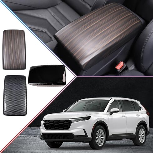 Center Console Armrest Box Panel Cover for Honda CRV CR-V 2023 2024 2025 - ABS Wood Grain Sport Interior Accessories in Saudi Arabia