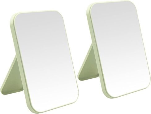 2Pcs Desktop Makeup Mirror, 8-Inch Portable Princess Mirror,Table Desk Wall Hanging Dual-Purpose Square Mirror Green in Saudi Arabia