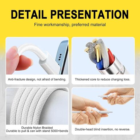 2 Pack 20W Fast Charger for AirPods 4 th Gen, AirPods Pro 2nd Generation, AirPods Max,Beats Pill 2024, iPhone 16E 16 15,iPad 11 A16 2025 Air 13 USB Type C Woven Cable MacBook Pro Charging Block & More in Saudi Arabia