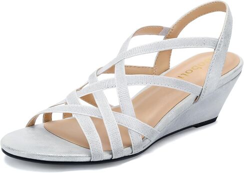 نساء على نطاق واسع إسفين ساندالز الحفلات حفل زفاف لباس الصنادل حزام مرن in Kuwait