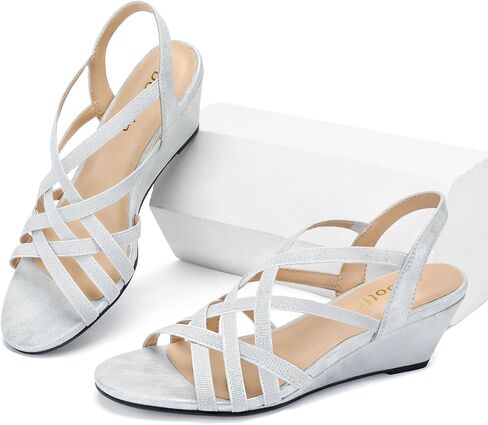 نساء على نطاق واسع إسفين ساندالز الحفلات حفل زفاف لباس الصنادل حزام مرن in Kuwait