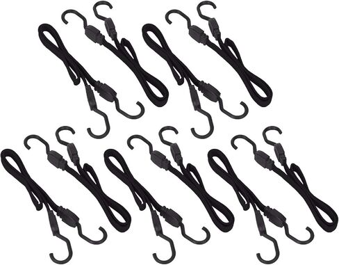 Wideskall® 2 Pieces 24" inch Flat Bungee Cords with Hooks Black in Saudi Arabia
