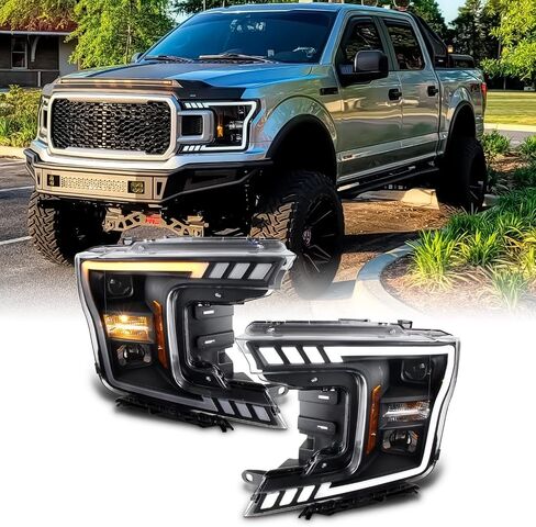 AKKON-لعام 2018-2020 Ford F150 F-150 Truck LED DRL Tube Processor Projector مع إشارة دوران متتابع in Saudi Arabia