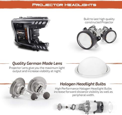 AKKON-لعام 2018-2020 Ford F150 F-150 Truck LED DRL Tube Processor Projector مع إشارة دوران متتابع in Saudi Arabia