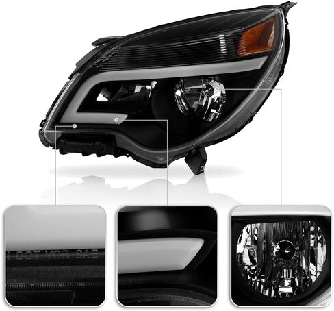 ACANII - For [Halogen Model] 2010-2015 Chevy Equinox Black Upgrade Style LED Tube Headlights Headlamps Pair Left+Right in Saudi Arabia