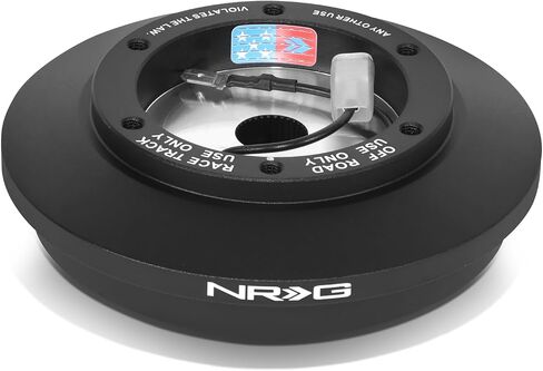 NRG Innovations NRG-SRK-125H Racing Style، محول محور قصير سريع الإصدار لعجلة القيادة، نمط مسمار 6 × 70 مم، جسم أسود in Kuwait