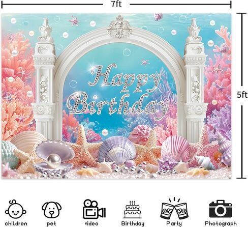 خلفية عيد ميلاد المحيط الصيف تحت الماء تحت الماء لافتة عيد ميلاد سعيد لافتة بلو نجم البحر الصوفي حورية البحر الماس لؤلؤة 7wx5h أقدام البوليستر التصوير الفوتوغرافي صورة خلفية الصورة الدعائم الدعائم in Kuwait