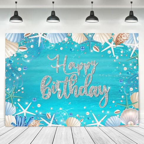 خلفية عيد ميلاد المحيط الصيف تحت الماء تحت الماء لافتة عيد ميلاد سعيد لافتة بلو نجم البحر الصوفي حورية البحر الماس لؤلؤة 7wx5h أقدام البوليستر التصوير الفوتوغرافي صورة خلفية الصورة الدعائم الدعائم in Kuwait