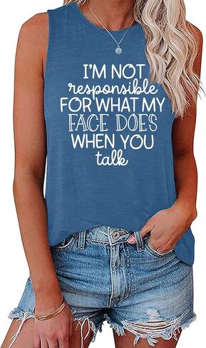 Yitan Women Funny Graphic Tank Top أنا لست محملات بلا أكمام in Kuwait