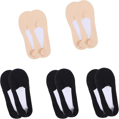Giantree 5 Pairs No Show Socks, Flat Socks for Women, Black No Show Socks Nylon Socks Silk Sock Liners, Low Cut Liners Non Slip Dress Socks for Invisible, Loafers, Sneaker, Flats, Boat Socks(Style B) in Saudi Arabia