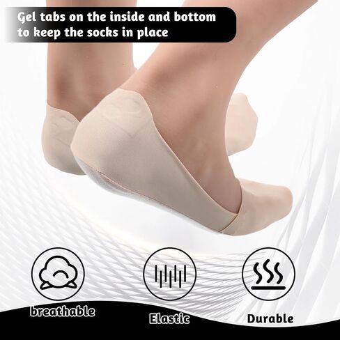Giantree 5 Pairs No Show Socks, Flat Socks for Women, Black No Show Socks Nylon Socks Silk Sock Liners, Low Cut Liners Non Slip Dress Socks for Invisible, Loafers, Sneaker, Flats, Boat Socks(Style B) in Saudi Arabia