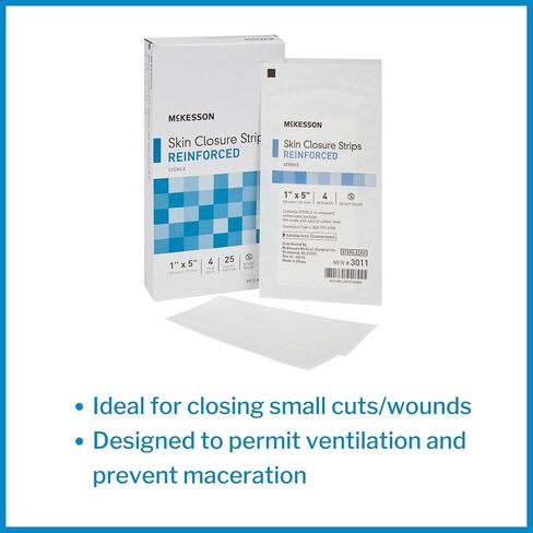 شرائح لاصق من McKesson Skin Closure ، شريط Steri المعزز لرعاية الجرح ، 1 في × 5 بوصة ، 25 العد in Saudi Arabia