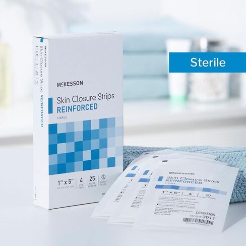 شرائح لاصق من McKesson Skin Closure ، شريط Steri المعزز لرعاية الجرح ، 1 في × 5 بوصة ، 25 العد in Saudi Arabia