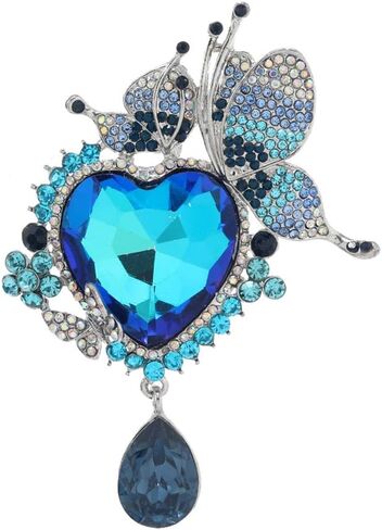 Rhinestone Love Heart Teardrop Brooch Pin for Women Bridal Elegant Austrian Crystal Butterfly Fairy Broach Corsage Birthday Wedding Ceremony Bouquet Costume Accessories in Saudi Arabia