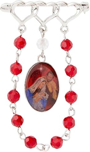 Needzo Nativity Rosary Lapel Pin with Holy Family Manger Scene, Religious Christmas Jewelry, 2.5 Inches in Saudi Arabia