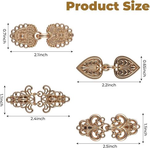 4Pcs Vintage Shirt Clip, Cinch Clip, Clothes Clips to Tighten, Waist Clips for Dresses, Cape Sweater Cardigan Shawl Cloak Clasp for Women in Saudi Arabia
