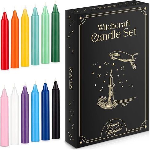 Colored Taper Candles for Witchcraft - Set of 12 Candle Sticks for Witchy Decor Aesthetic, Wiccan Candles Witch Candles for Spells Witchcraft Supplies in Saudi Arabia