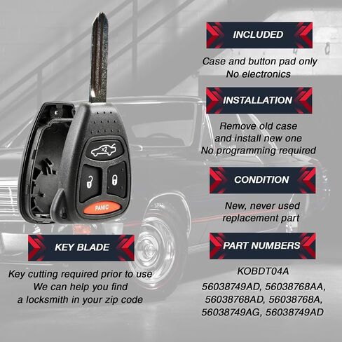 usaremote shell button button case key care cover cover fob under under under remote remote for 2005-2010 Chrysler 300 Aspen Dodge Charger Durango Magnum Jeep Commander Cherokee 4-Button Control kobdt04a in Saudi Arabia