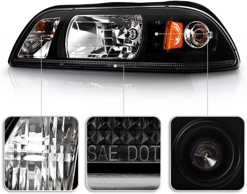 Acanii - للفترة 1987-1993 Ford Mustang Black Housing 1PC LED Strip Meadlips w/Corner Signal Light Last in Saudi Arabia