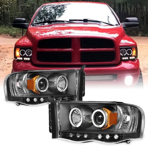 Akkon - للفترة 2002-2005 Dodge Ram 1500 | 2003-2005 RAM 2500 3500 Black Dual Halo Projector Projector Set Set in Kuwait
