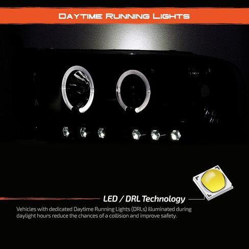 Akkon - للفترة 2002-2005 Dodge Ram 1500 | 2003-2005 RAM 2500 3500 Black Dual Halo Projector Projector Set Set in Kuwait
