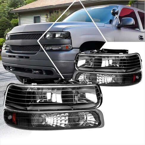 PM PRESTOROR 4PCS ANDRAIDS ANDREWBLY+مصابيح المصد متوافقة مع 99-02 Chevy Silverado 1500/00-06 Suburban 1500 ، Chrome Housing Corner in Saudi Arabia
