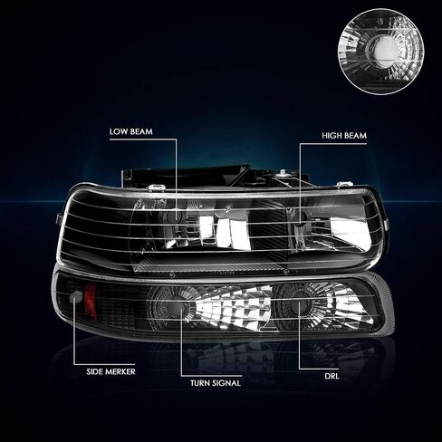 PM PRESTOROR 4PCS ANDRAIDS ANDREWBLY+مصابيح المصد متوافقة مع 99-02 Chevy Silverado 1500/00-06 Suburban 1500 ، Chrome Housing Corner in Saudi Arabia