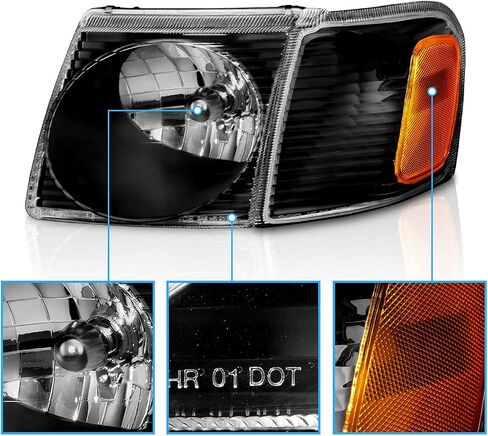 AmeriLite for 2001-2005 Ford Explorer Sport Trac Crystal Black Replacement Headlights with Corner Lamp Set - Passenger and Driver Side in Saudi Arabia