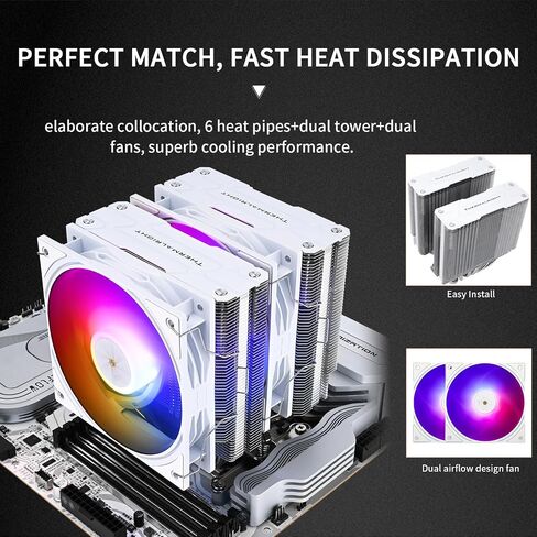 Thermalright Peerless Assassin 120 ARGB Black V3 CPU Air Cooler,6 Heat Pipes CPU Cooling,Dual 120MM CPU Fans,Black Top Cover,for AM4/AM5/Intel lga1851/1700/115X/1200/2011,PC Heat Sink Cooler in Saudi Arabia