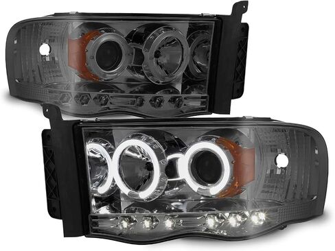 AKKON - For 2002-2005 Dodge Ram 1500 | 2003-2005 Ram 2500 3500 Black Dual Halo Projector Headlights Pair Set in Saudi Arabia