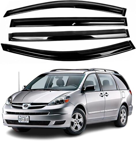 يناسب Toyota Sienna 2004 2005 2006 2007 2008 2000 2010 مجموعة حوارس نافذة Safe Safe Safe Acrylic-Sun ، Rain ، وحماية تنفيس ، مجموعة حراسة نافذة من 4 قطع 2 مم. in Saudi Arabia
